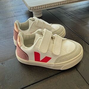 Veja Toddler Velcro Sneakers - Hot Pink, Mauve & Rose Gold